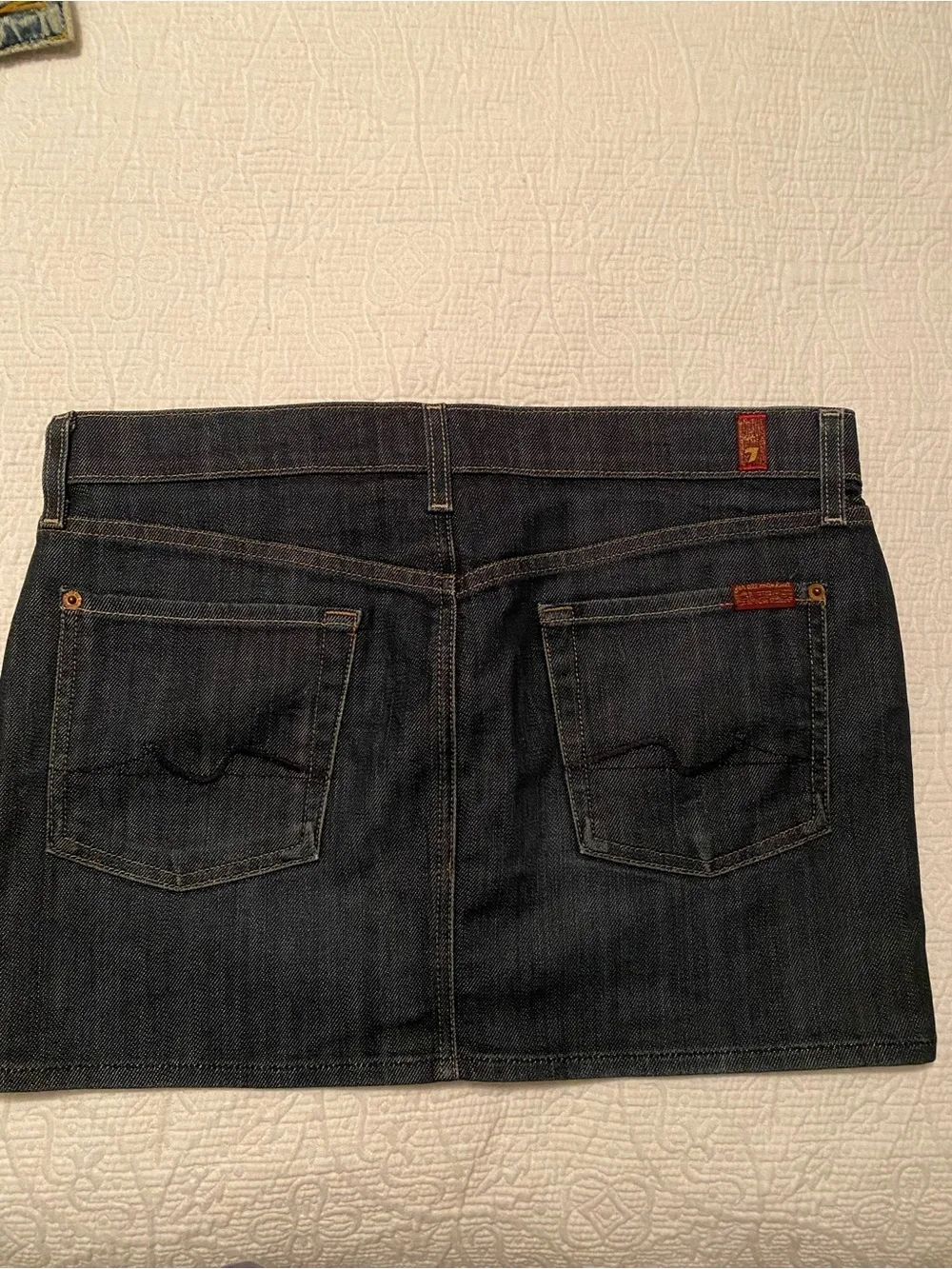 7 For All Mankind Dark Indigo Denim Mini Skirt